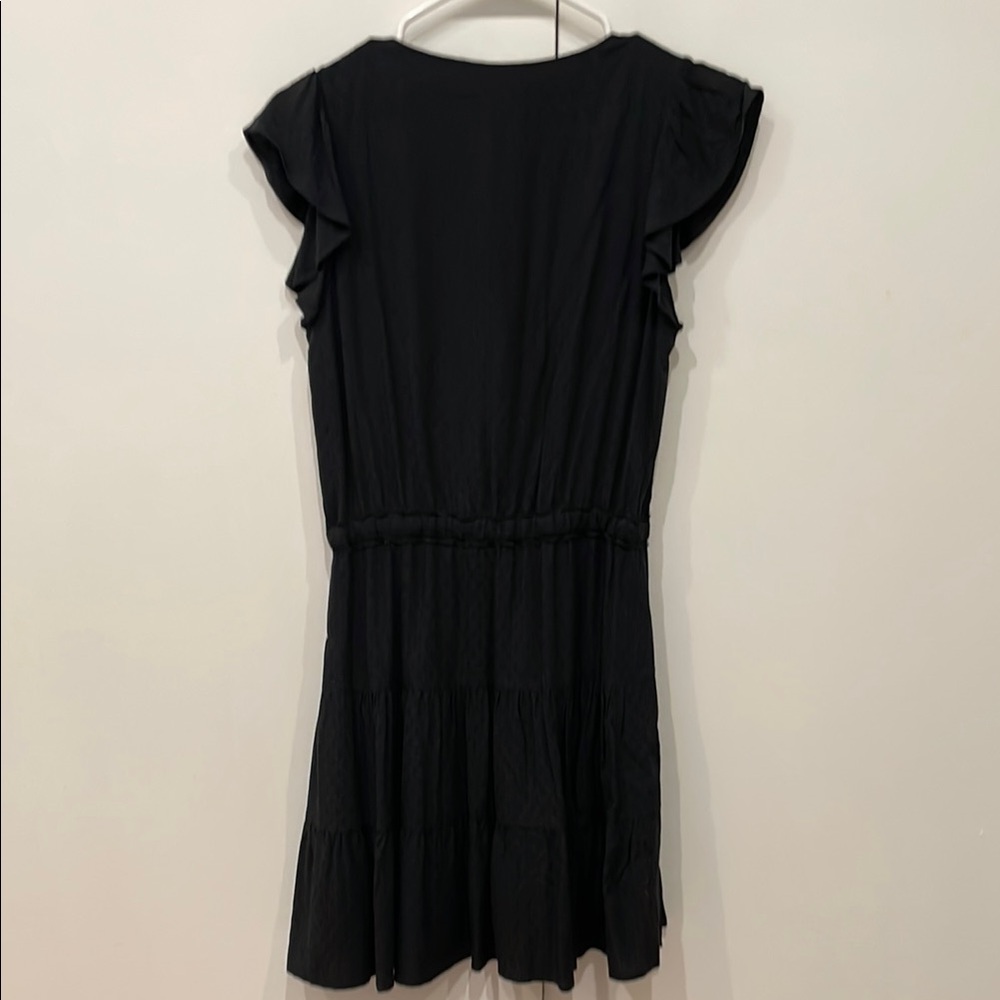 PAIGE Black Flutter-Sleeve Tie-Waist Tiered Mini Dress - Picture 3 of 3